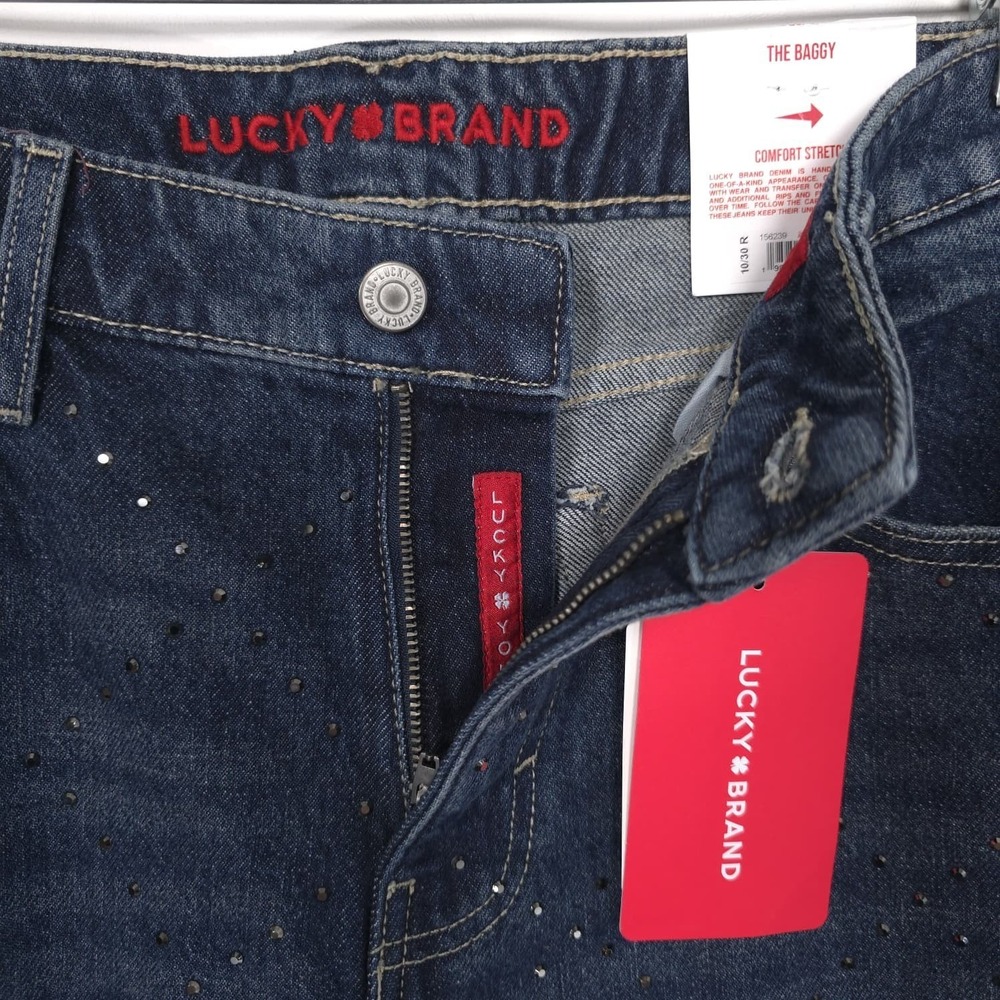 LUCKY & BRAND Womens New Jeans THE BAGGY 10/30R Rhinestone Comfort Blue - Picture 14 of 16